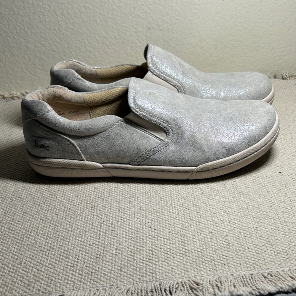 BOC Women's Slip-On Metallic Sneakers in Shimmery Light Gray